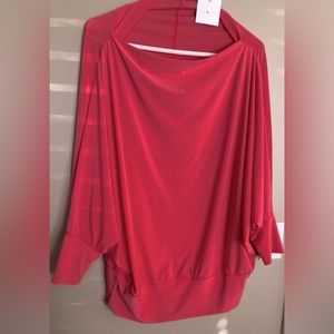 NWT  NIC & LULU Peachy Pink  Puffy Sleeves Blouse Top Shirt  L